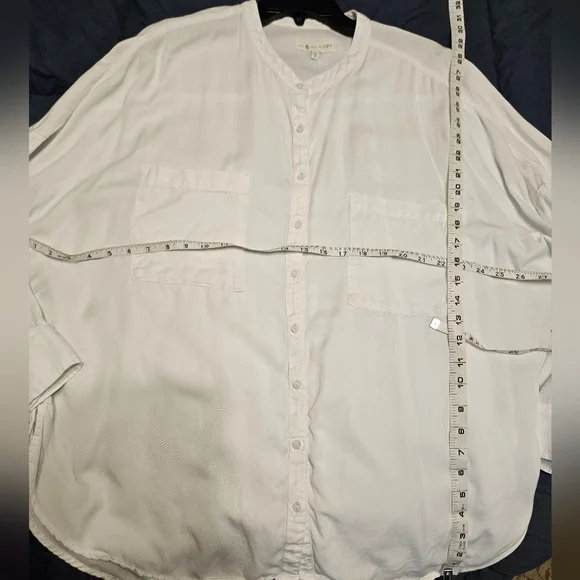 Lou & Grey for Loft White Oversized Fit Button Up Shirt Basic Staple Pockets - Picture 9 of 11